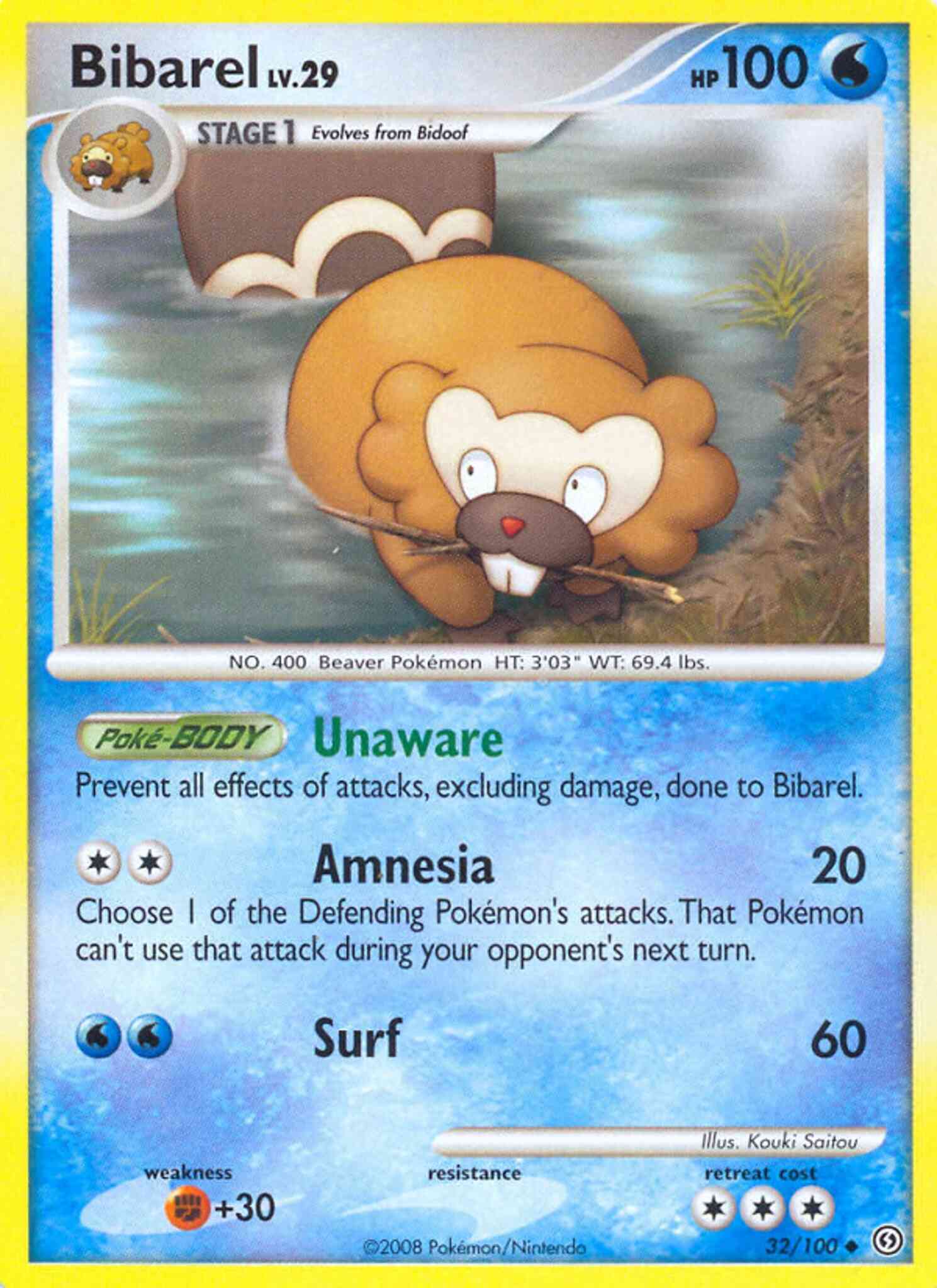 Uncommon dp7-32 non-holo – Pokémon Bibarel - 32/100 - Uncommon [dp7-32] [Non-Holo]