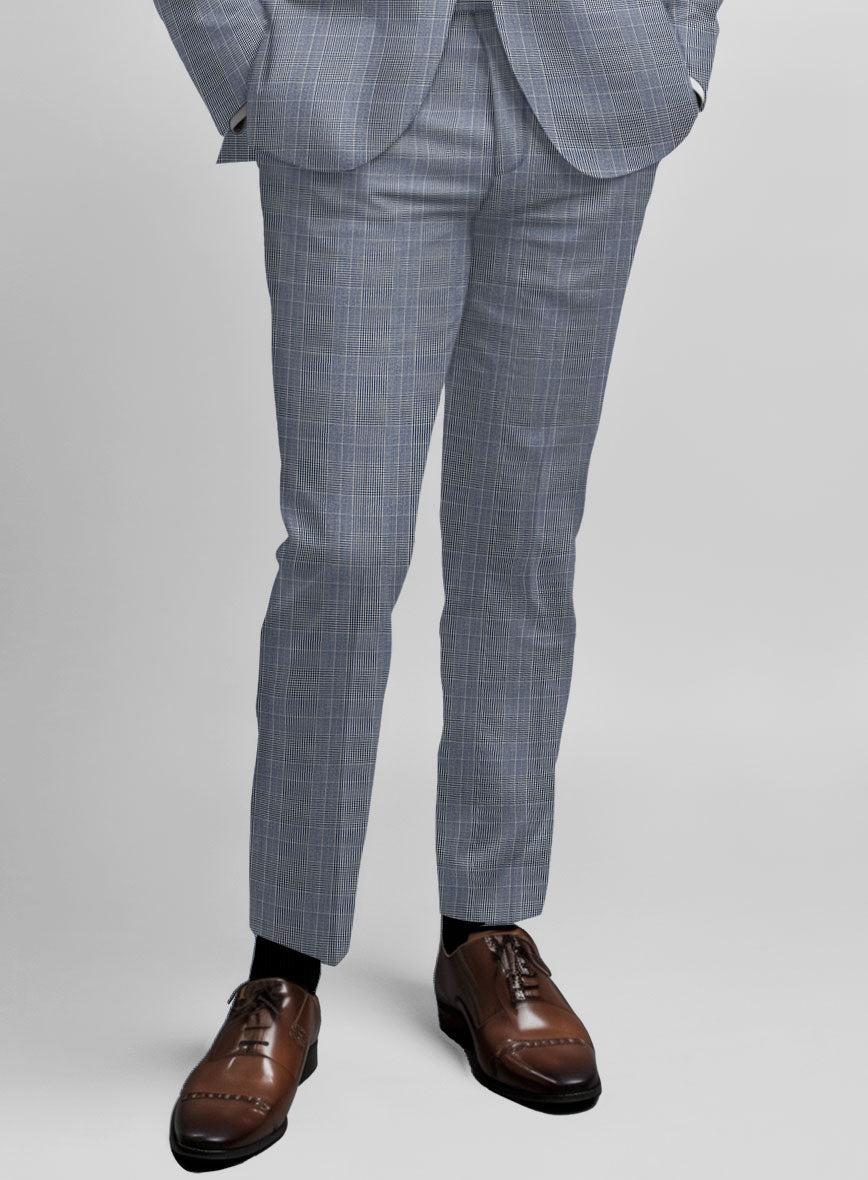 StudioSuits Napolean Canzo Glen Light Blue Wool Pants - view 2