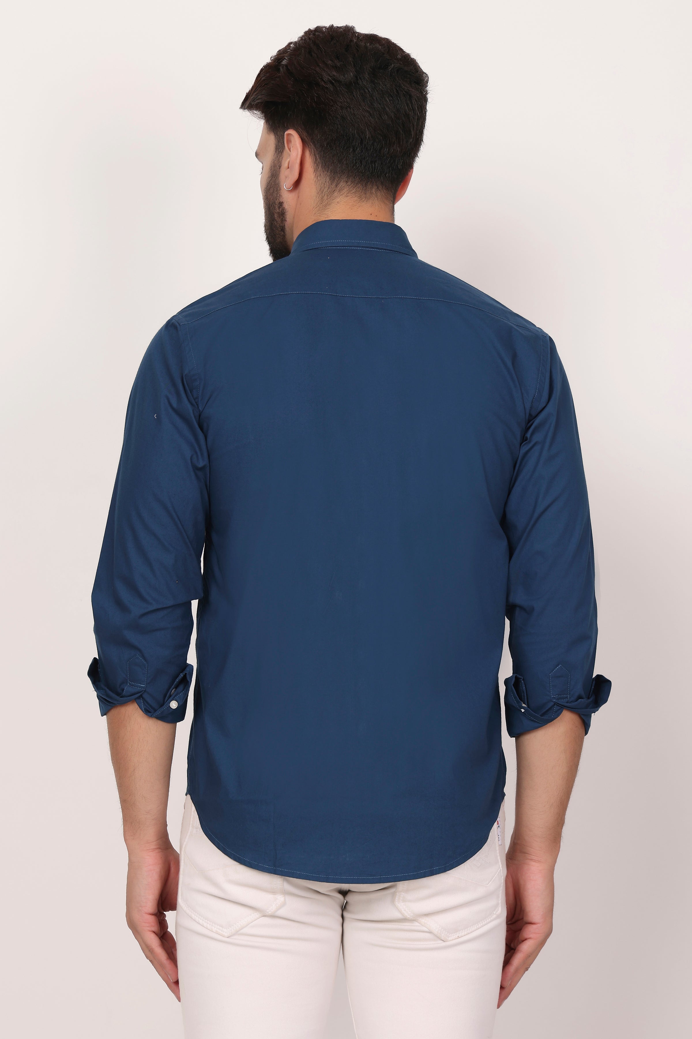BlackTree New Royal Blue Down Button Casual Shirt I 100% Cotton Twill - view 2