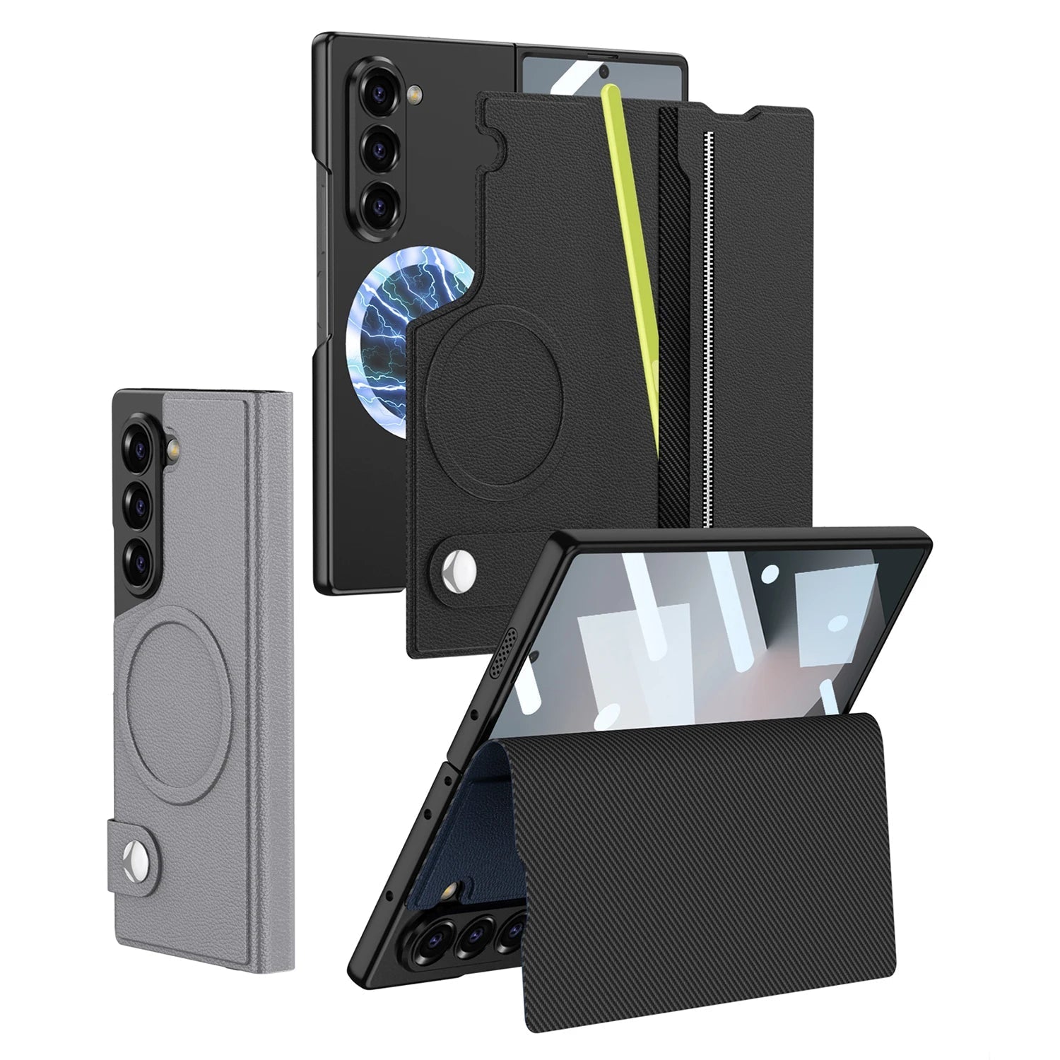 MX Galaxy Z Fold6 Intricate Leather Texture Magnetic Case