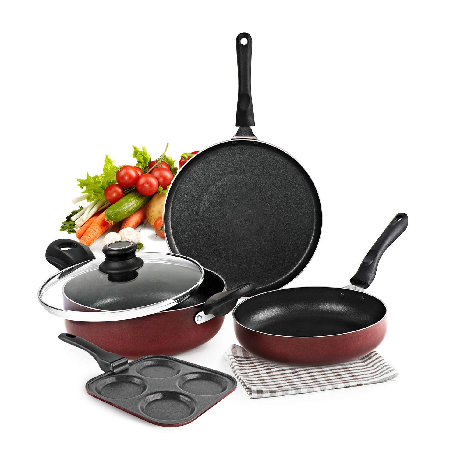 Cello Prima Uttapam Non Stick Induction Base Cookware Set, 4 Pieces