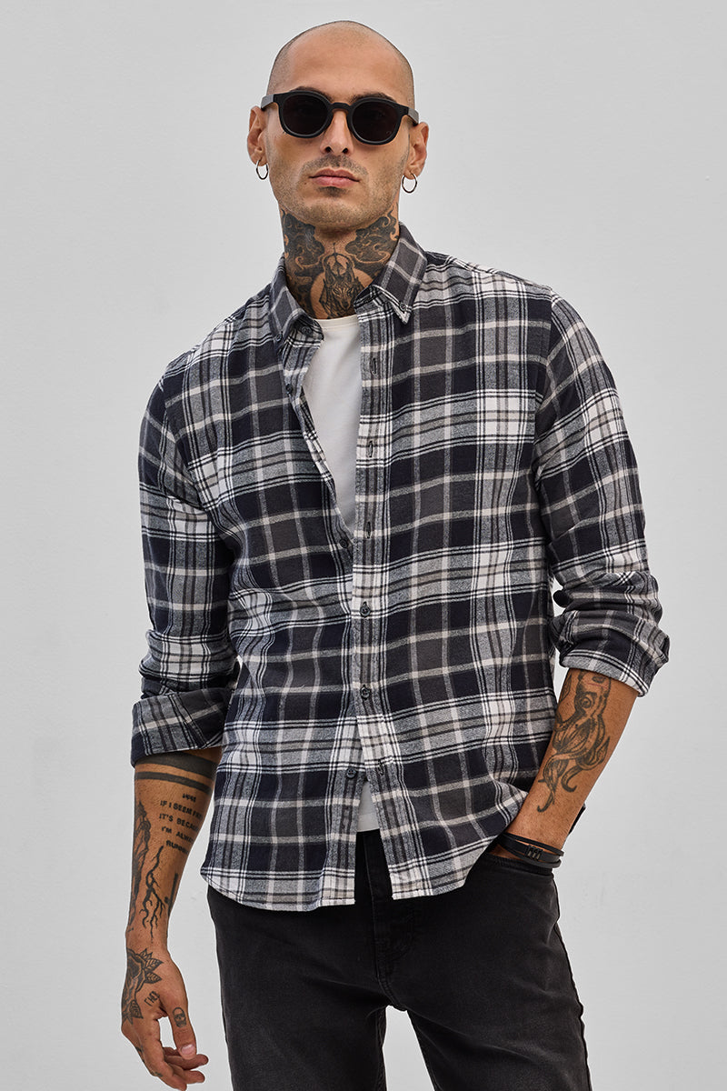 SNITCH Black Oxford Flannel Shirt