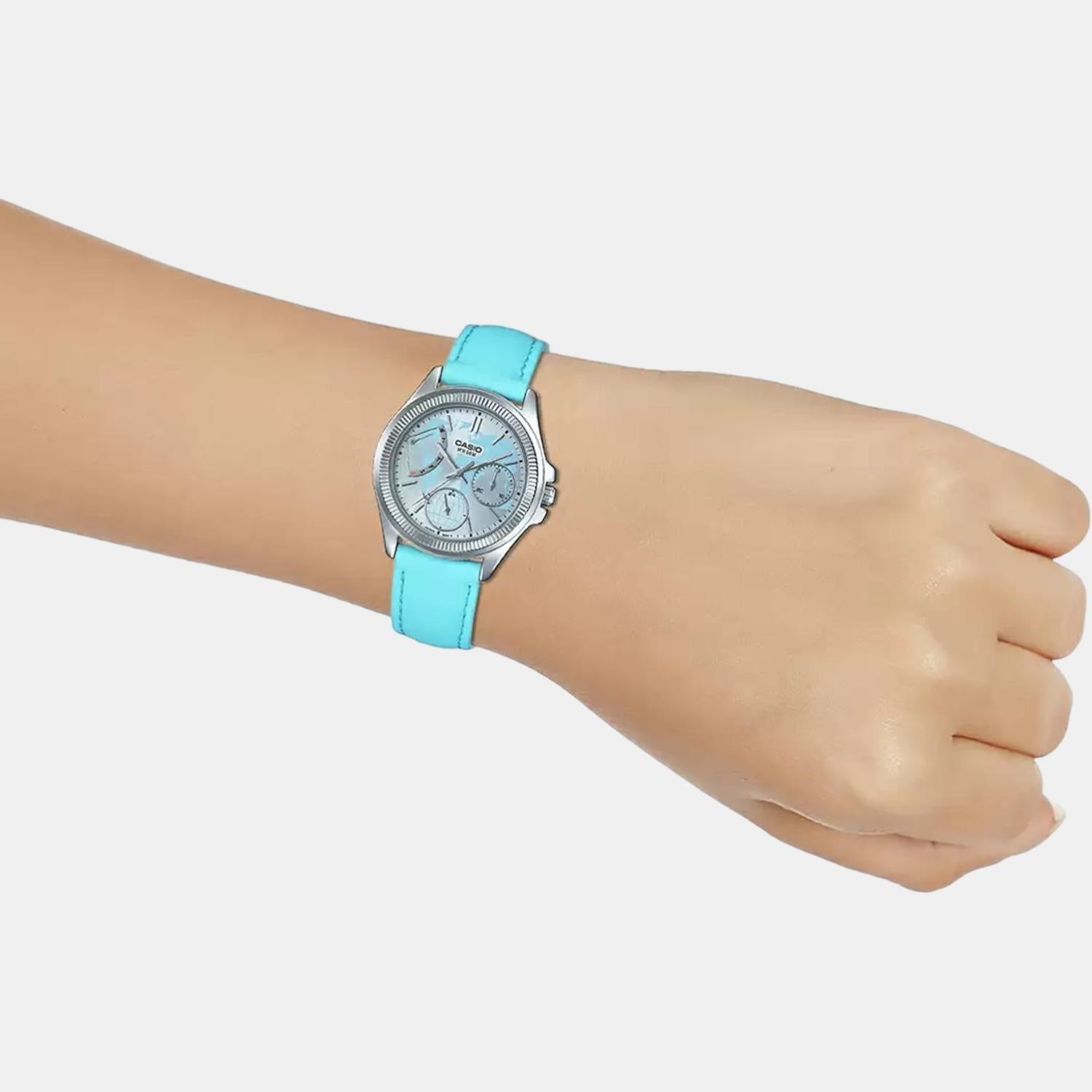 Casio Enticer Women Quartz Blue Dial Chronograph Leather Watch A1579 - view 7