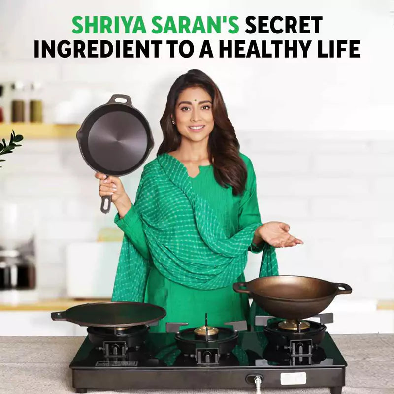 The Indus Valley Super Smooth Cast Iron Set: Free ₹400 Tadka Pan+ Frypan+ Kadai+ Tawa, Kitchen set for Home, Nonstick, 100% Pure,Toxin-free - view 2