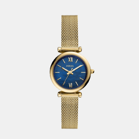 Fossil Carlie Mini Women Quartz Blue Dial Analog Stainless Steel Watch ES5020