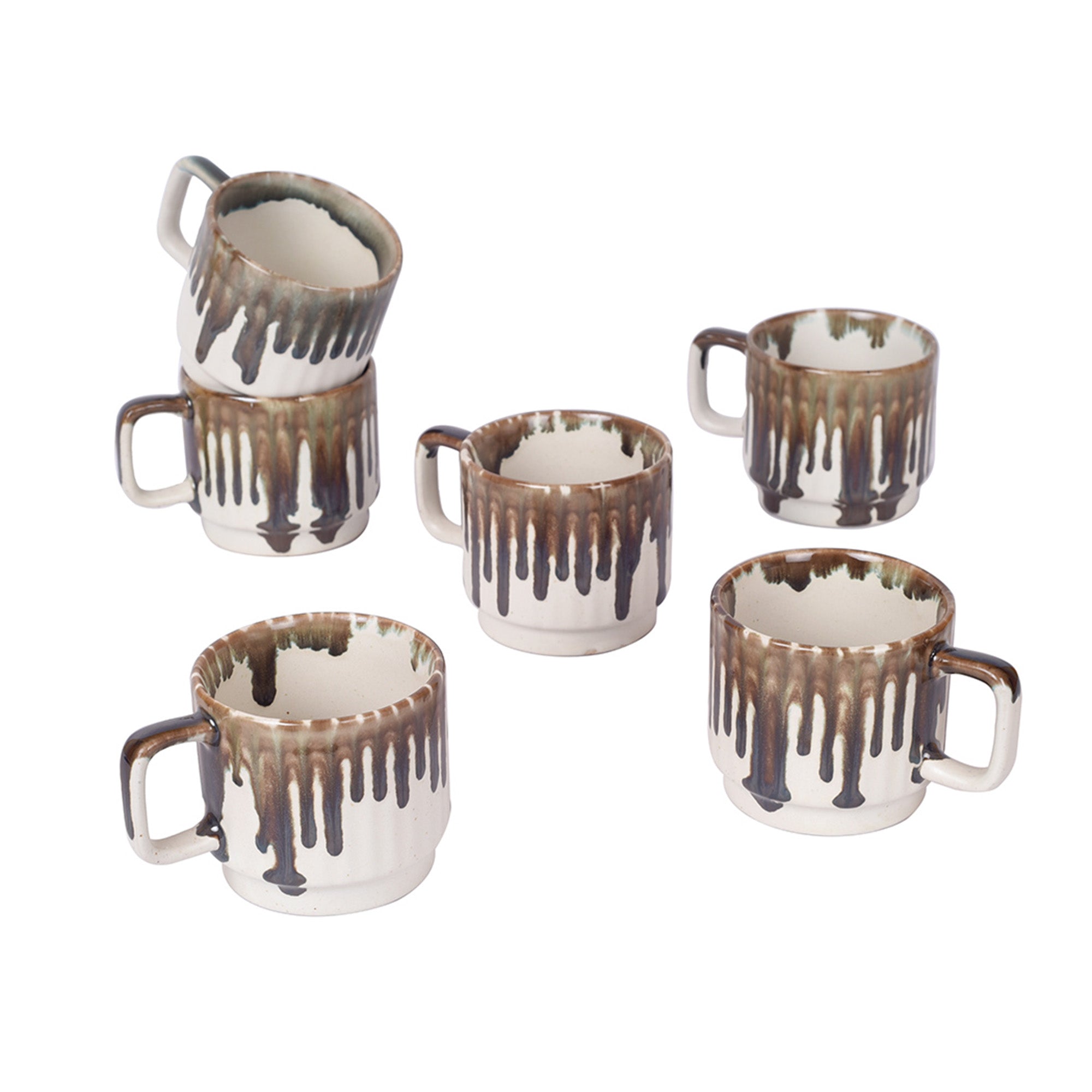 ART CREATIONS BY SUMAN SONTHALIA Brown - Morning Drip Tea Cups Set of 6 - view 2