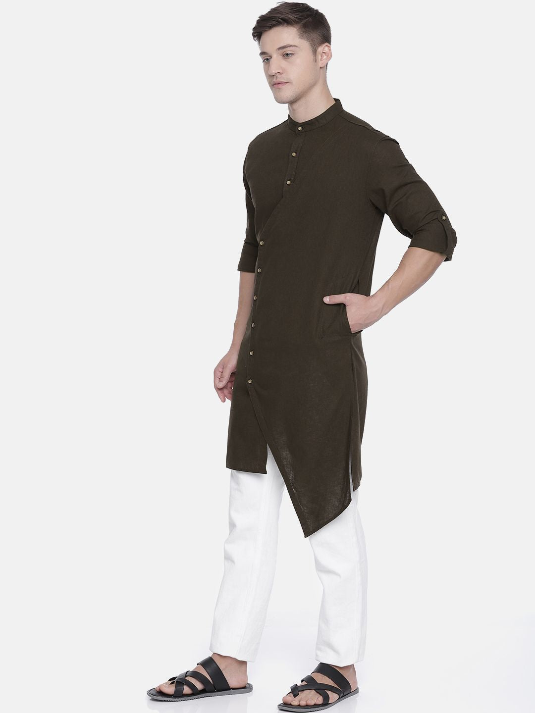 Freehand-Mens Men Long Trail Kurta – Chocolate - view 2