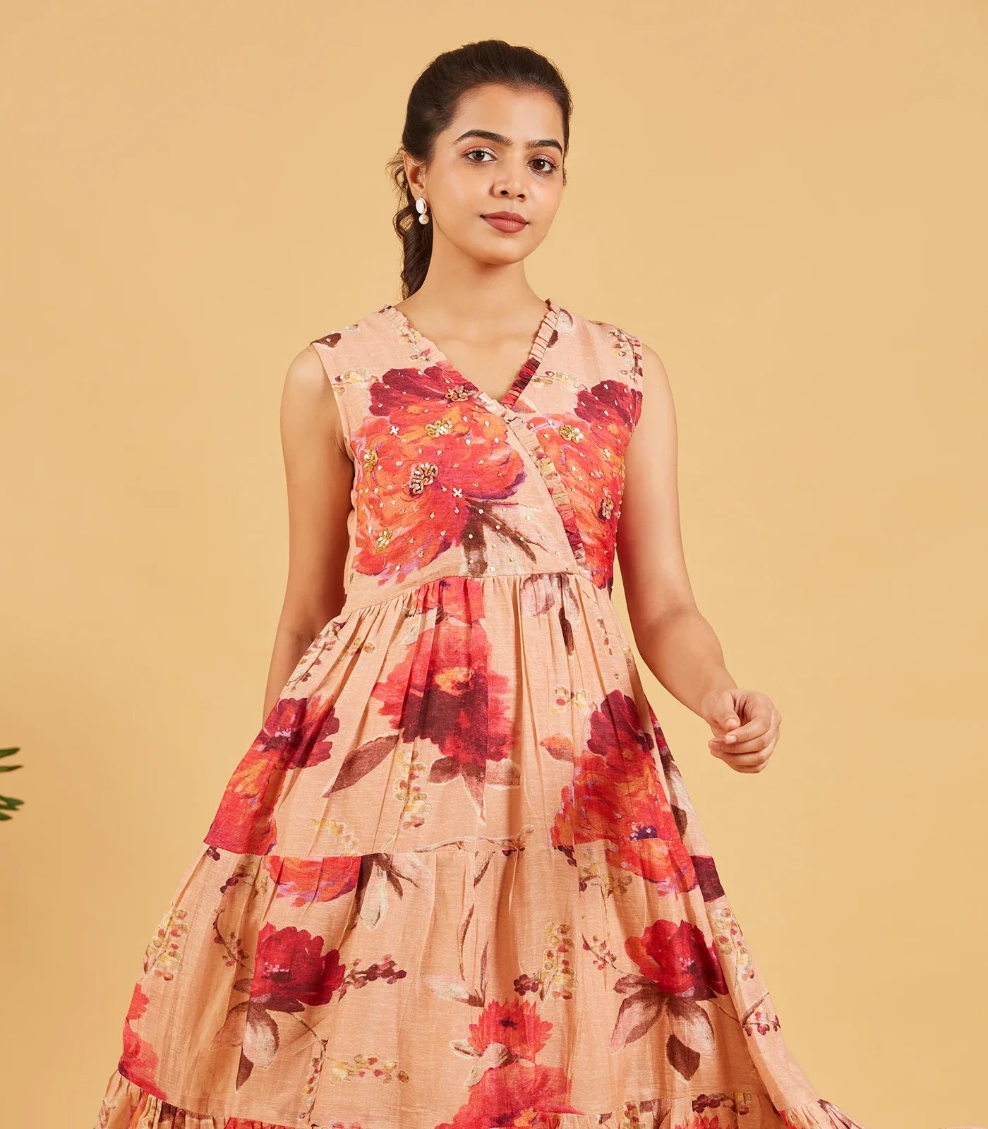 RmKV Peach Floral printed dress