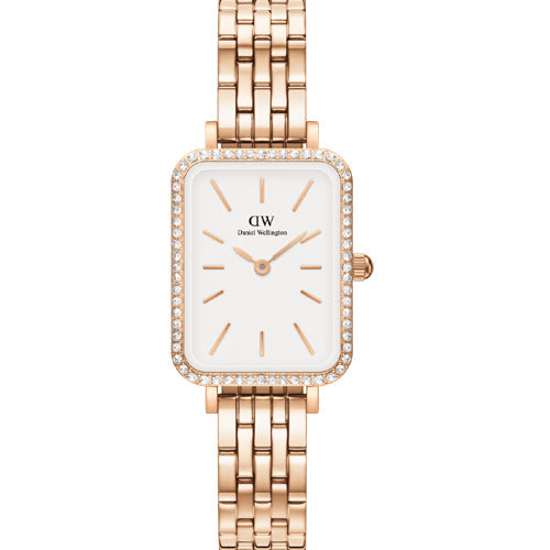 Daniel Wellington Quadro Lumine Bezel 5-Link Melrose White Dial Women 20*26mm DW00100672