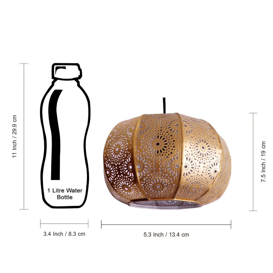 EXCLUSIVELANE 'Moroccan Grandeur' Hand-Etched Pendant Lamp In Iron (8 Inch, Matte Finish) - view 7