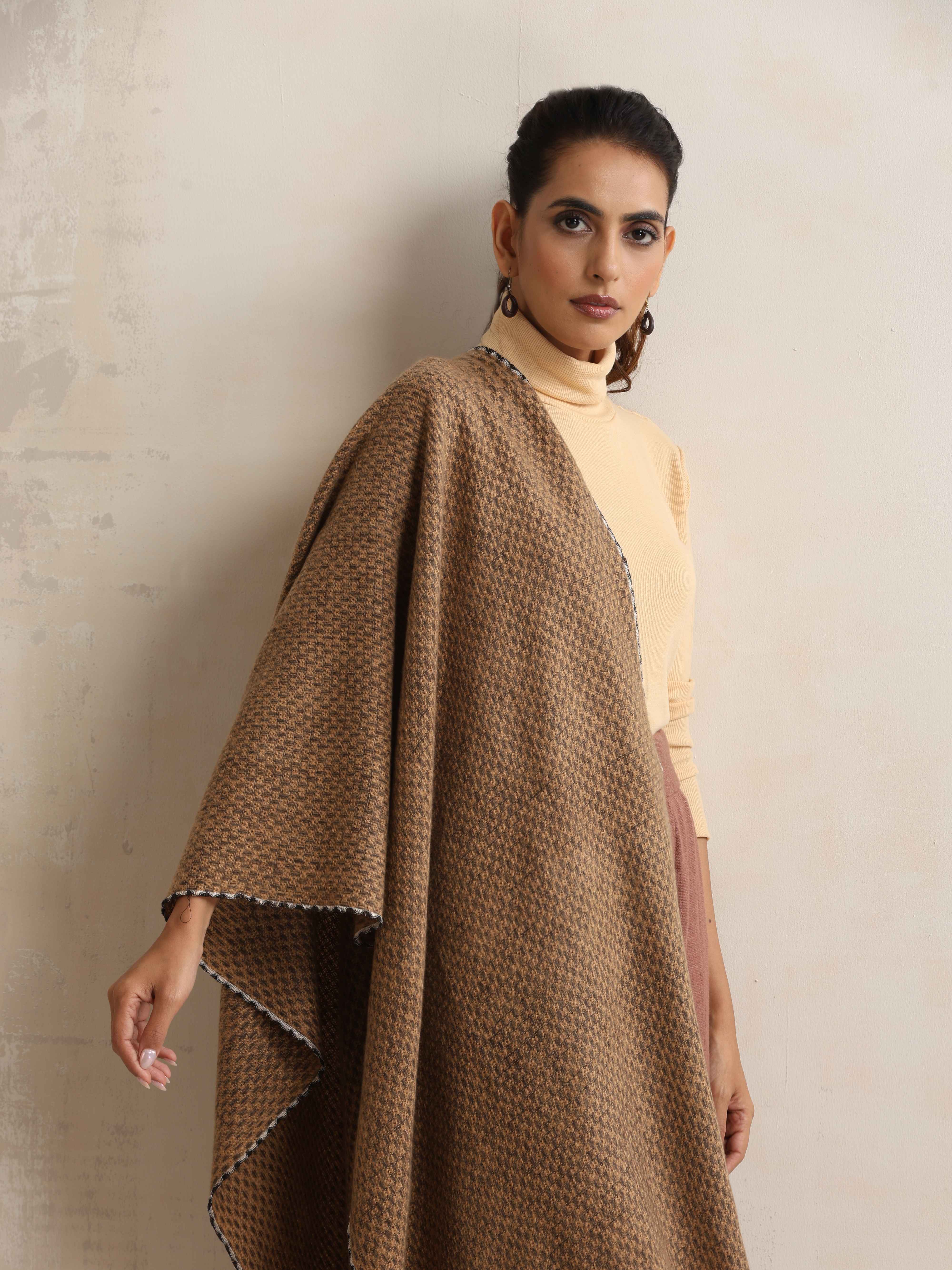 trueBrowns Brown Check Woollen Stole - view 2
