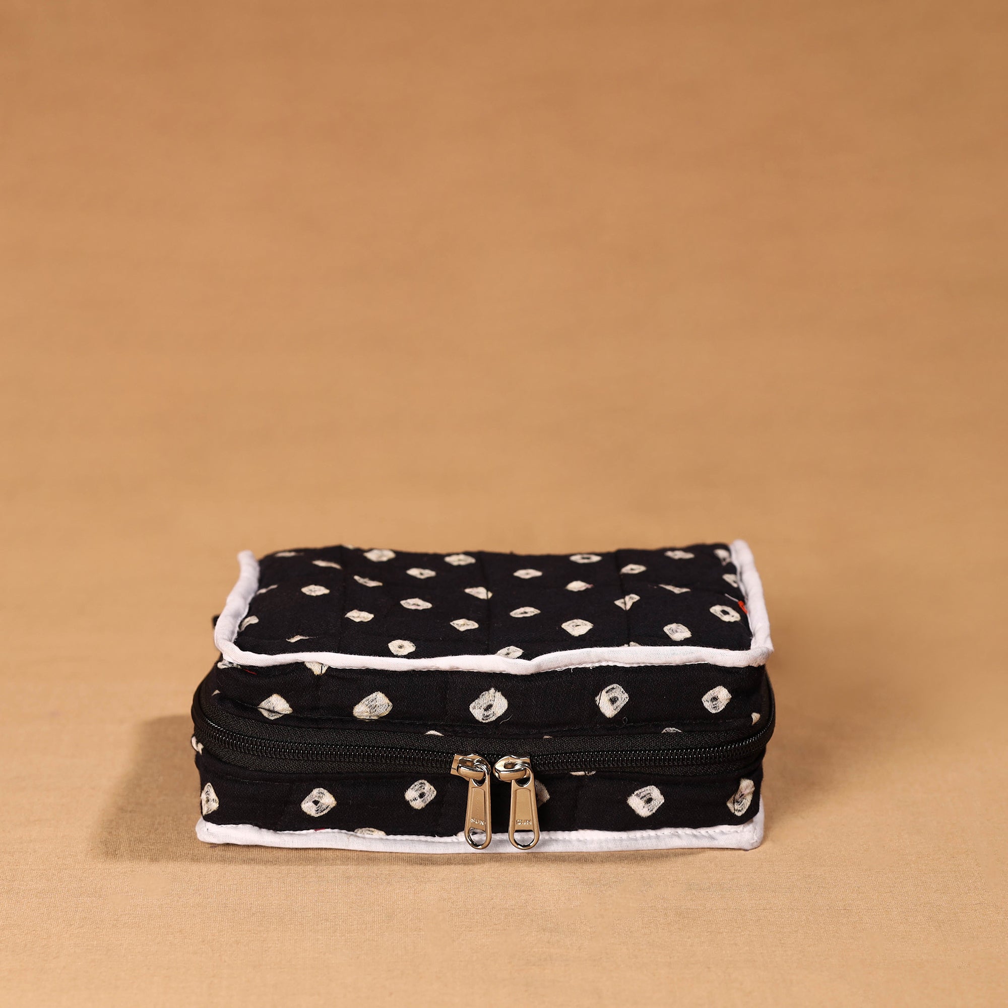 NOORI BAZAR Black - Handmade 4 Pockets Cotton Jewellery Bag 04