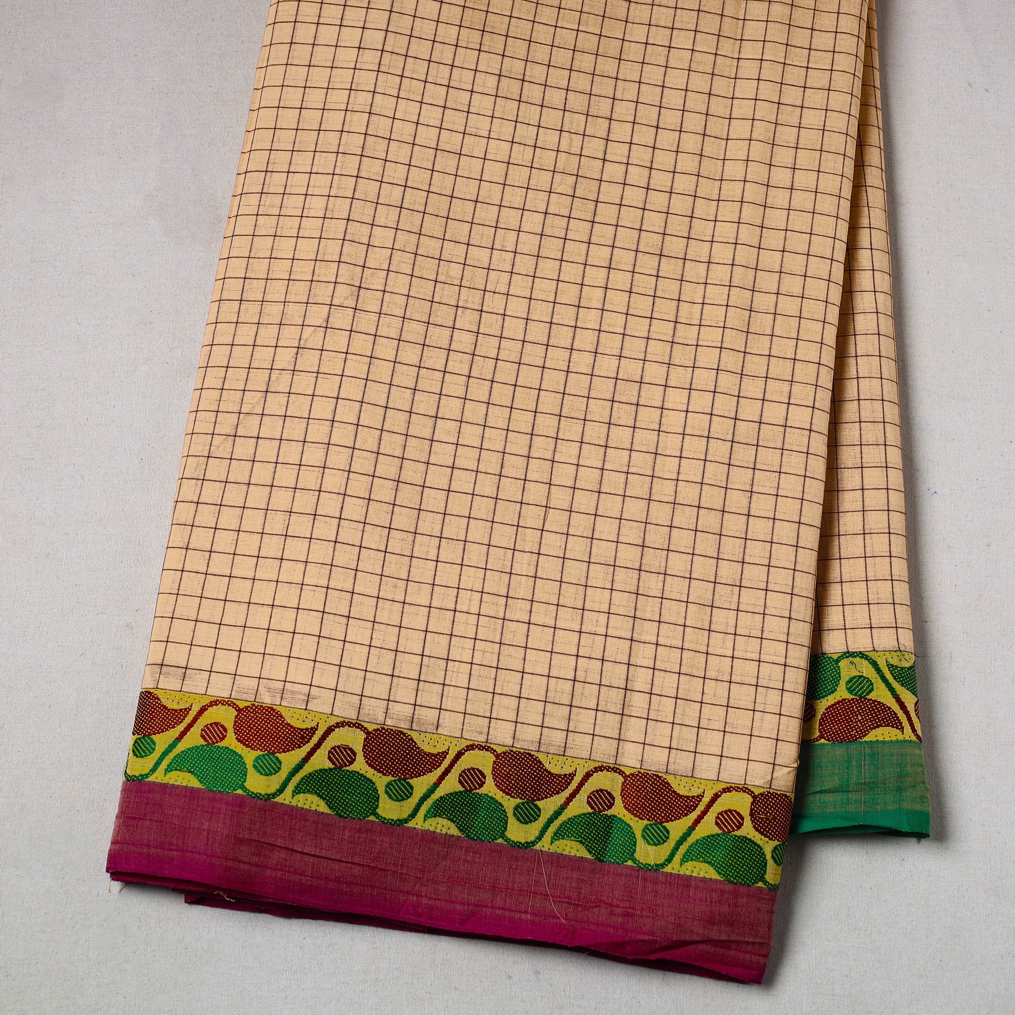 SOUTH KARGHA Brown - Cotton Kanchipuram Fabric with Thread Border 18 - view 2