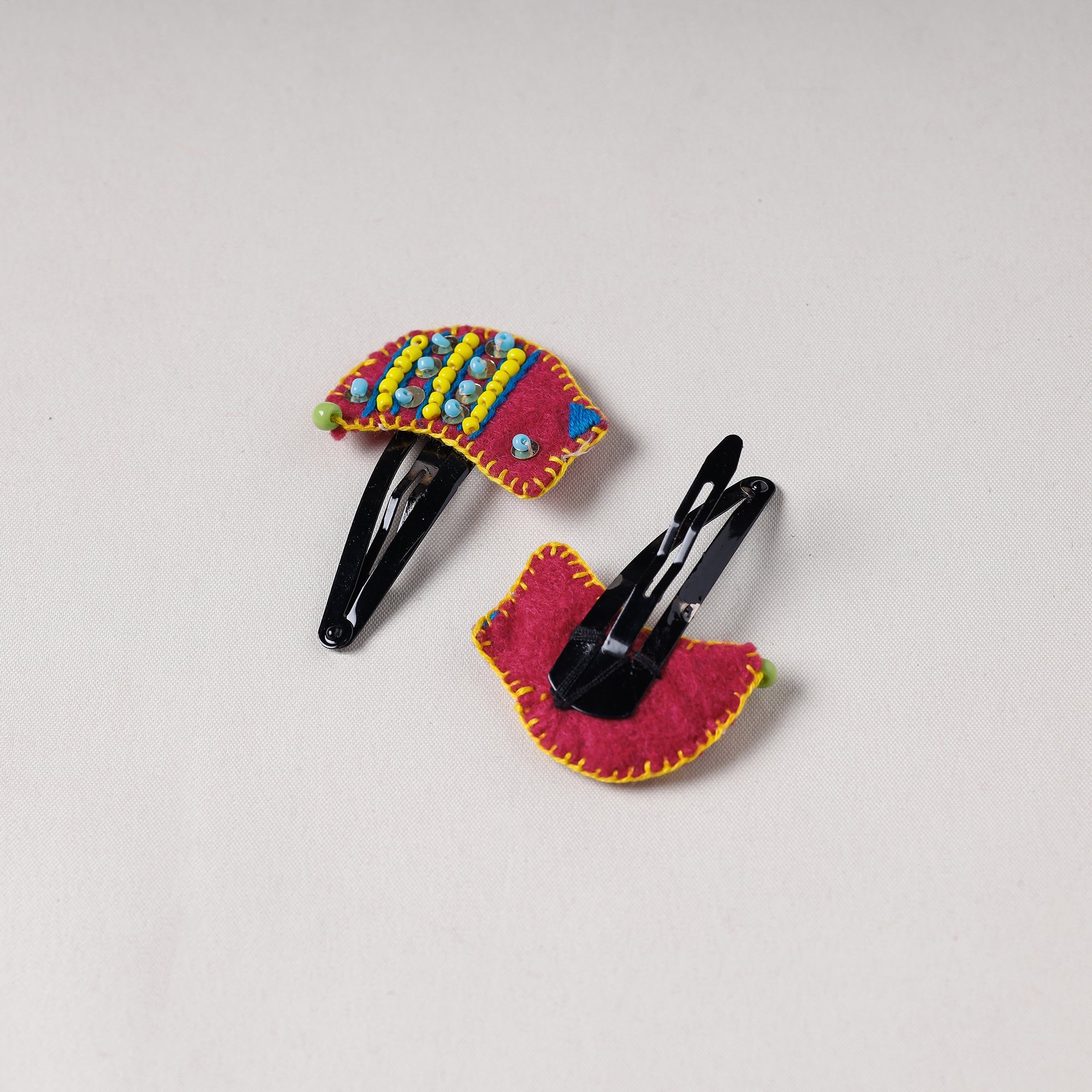 WITH LOVE BY KANIKA Bird - Handmade Felt & Beadwork Tik-Tak Hair Clips (Set of 2) - view 2