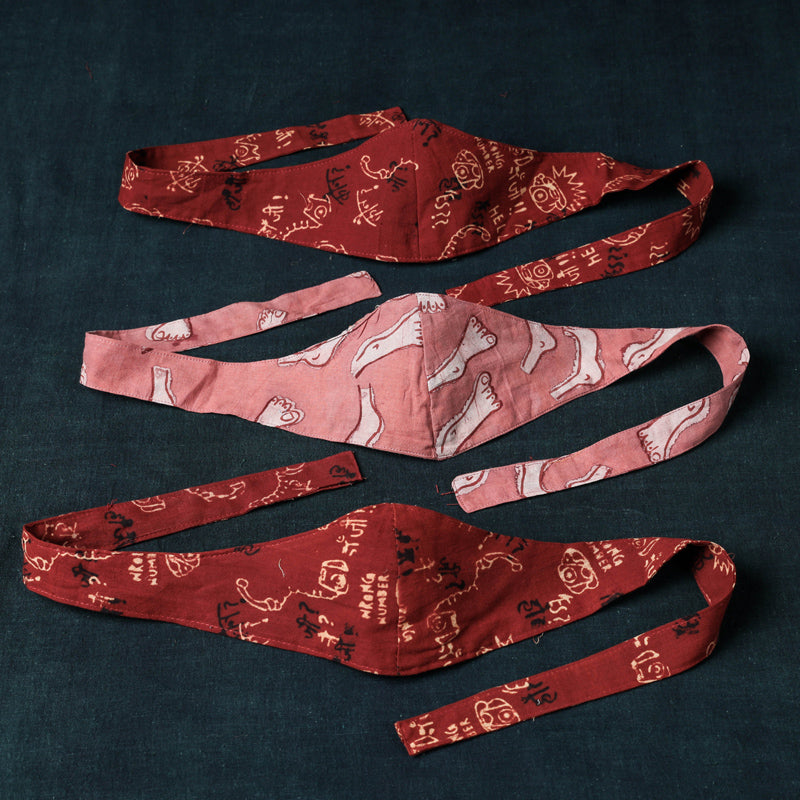 JALPARI Assorted Set of 3 - Bandana Head Wrap 3 Layer Cotton Fabric Unisex Face Cover Free Size