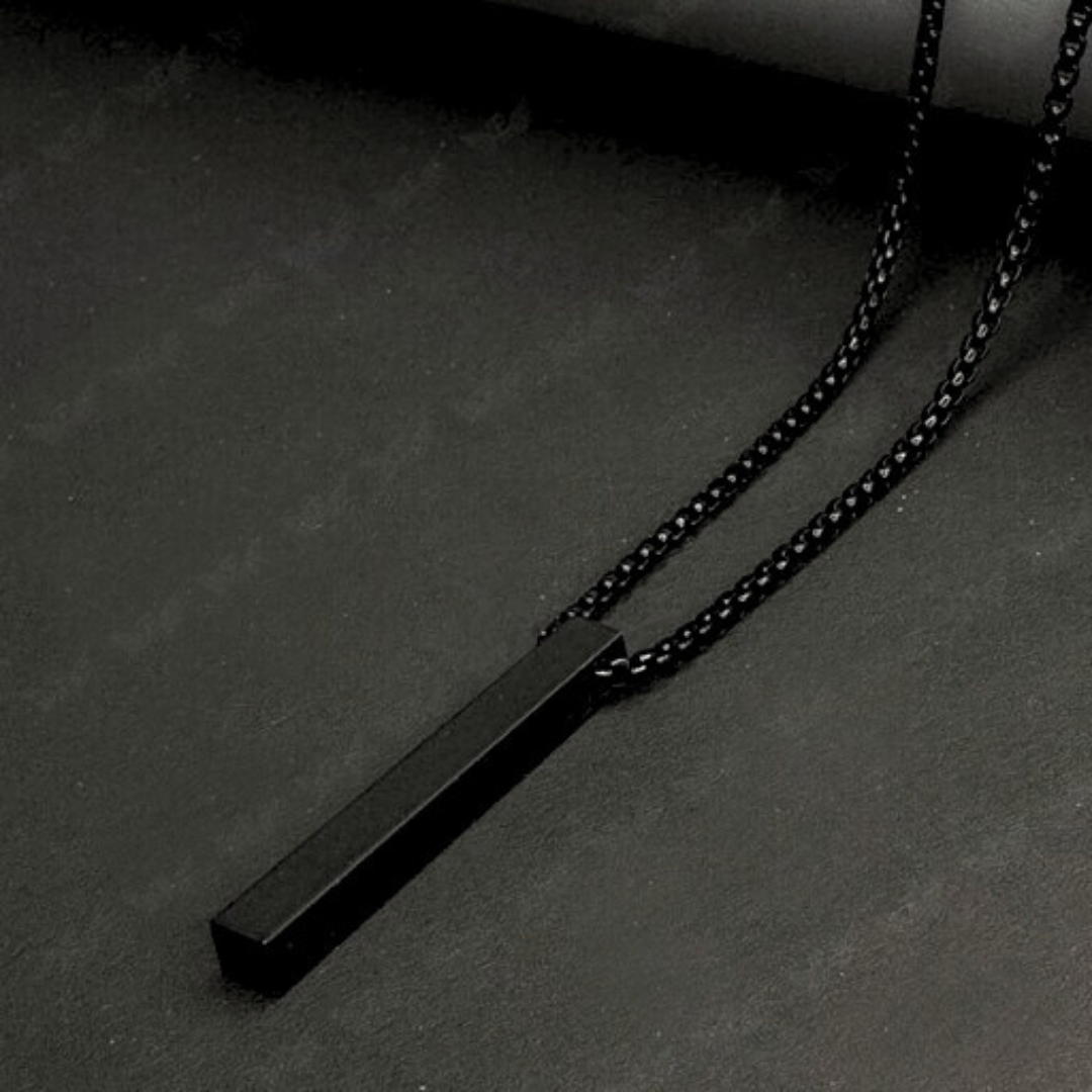 Branta Black Bar Pendant Chain Necklace For Men - view 4