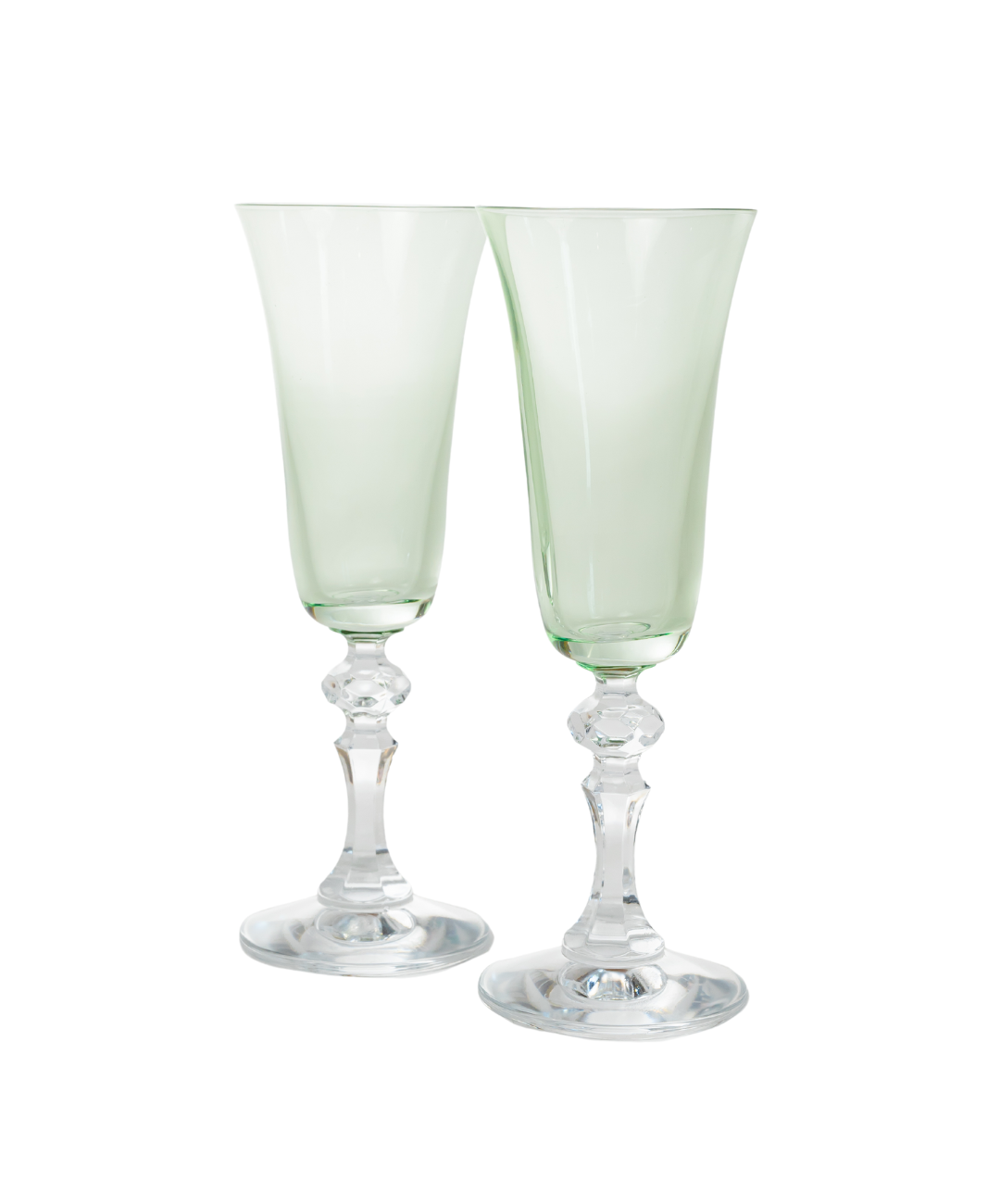 Estelle Colored Glass Estelle Colored Regal Flute With Clear Stem - Set of 2 {Mint Green} - view 5