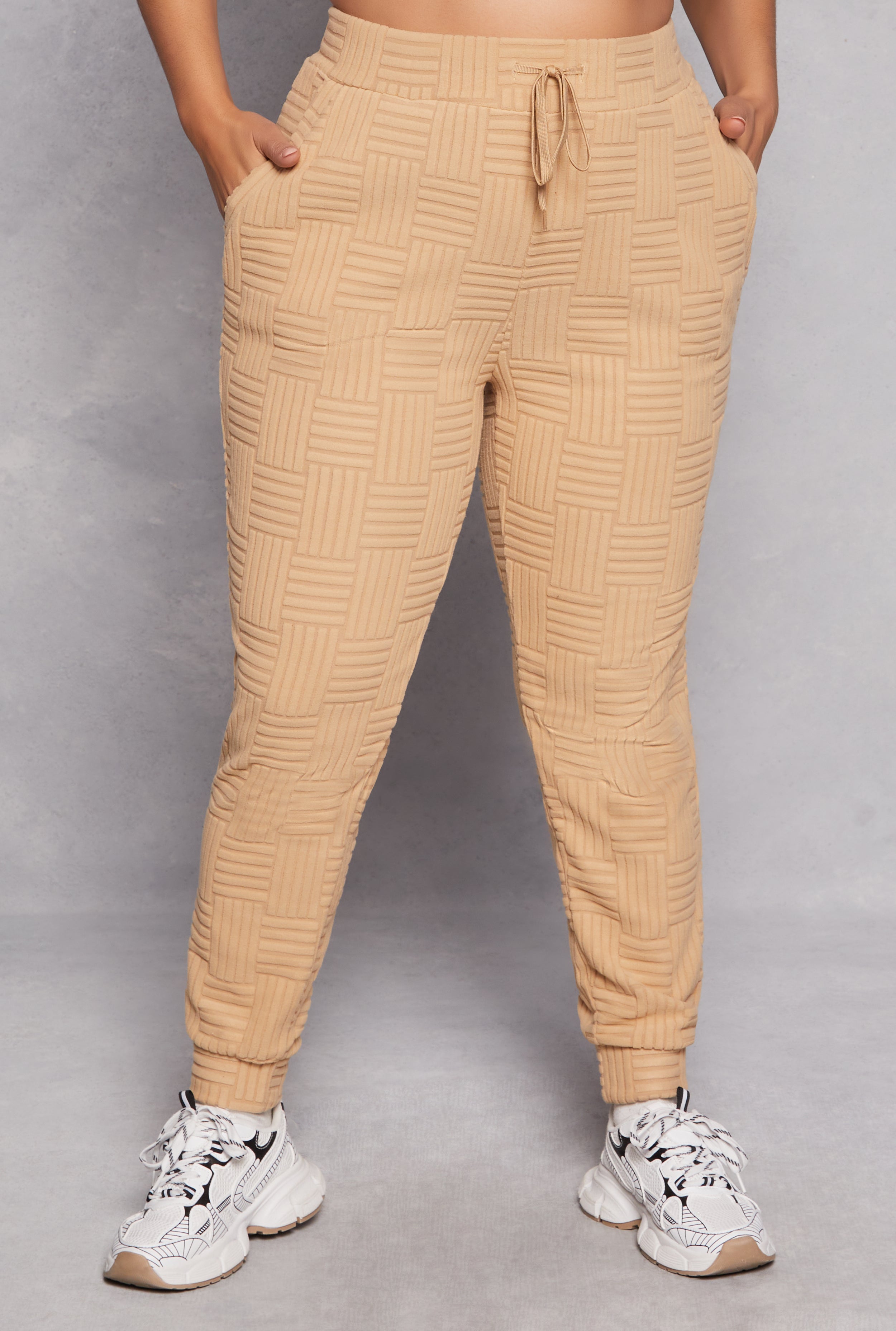 Rainbow Shops Plus Size Geometric Embossed Joggers - view 2