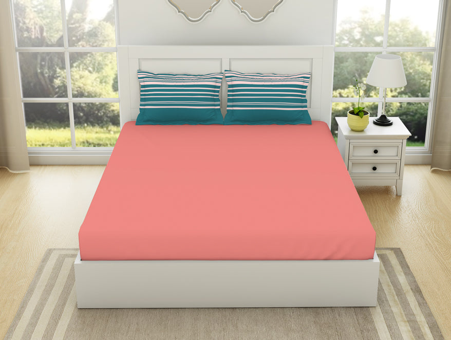 Solid geometric corl – Spaces India Solid/Geometric Corl/Sprkgvilt 100% Cotton King Size Bedsheet - Gypsy By Spaces