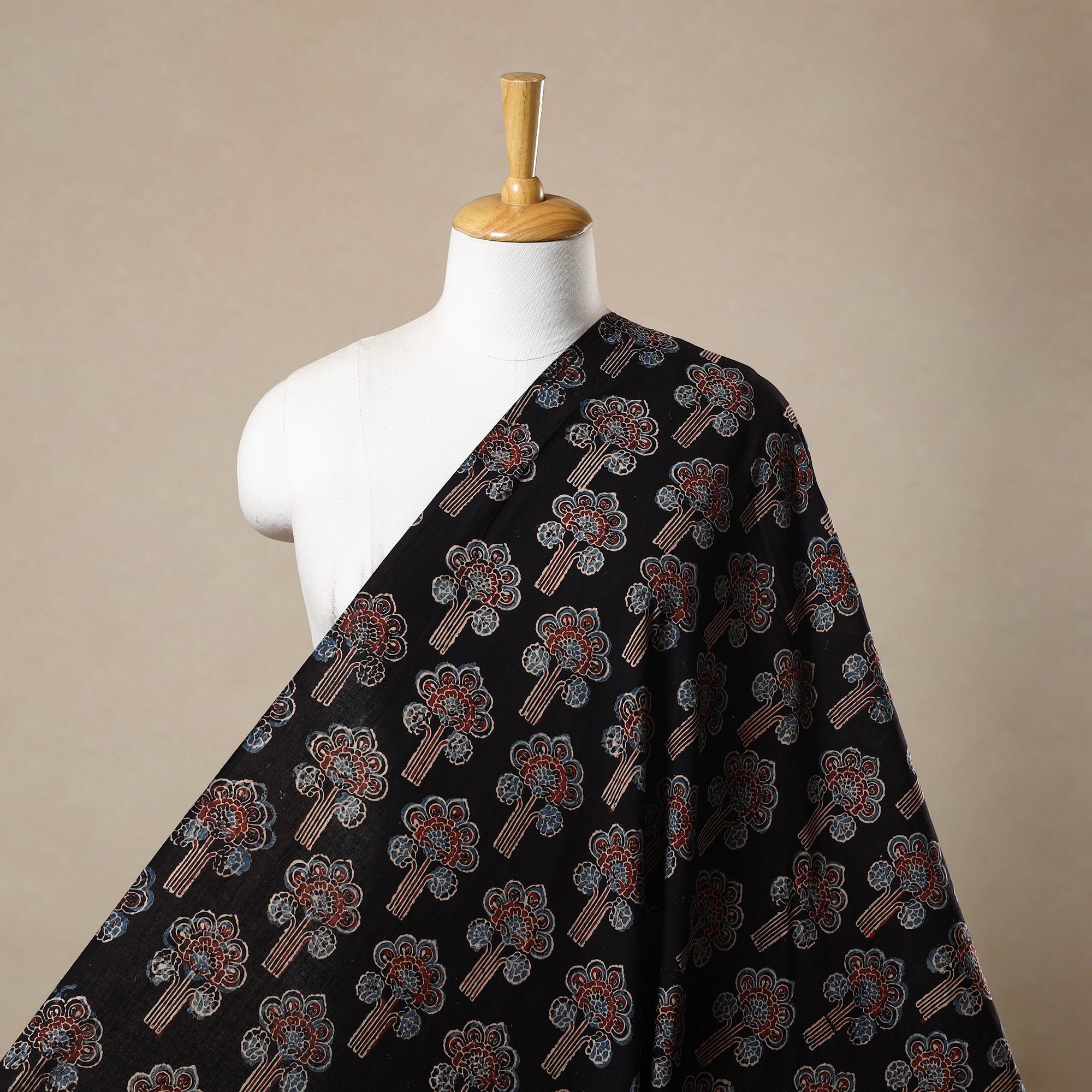 KACHCHH JI CHHAAP Black - Block Print Cotton Natural Dyed Ajrakh Fabric 27