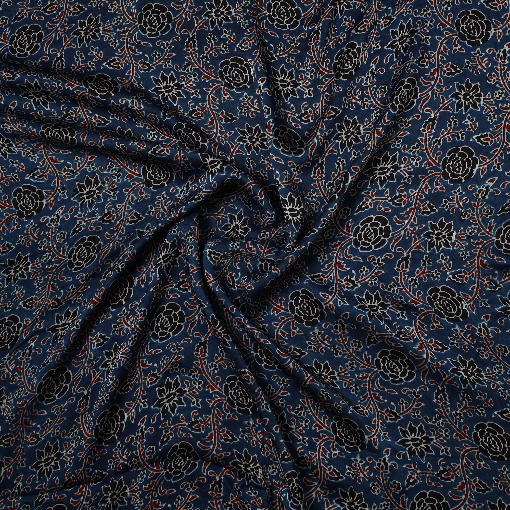 RIYAZ ABDULMAJID KHATRI - AJRAKH Blue - Ajrakh Hand Block Printed Modal Silk Precut Fabric 30 - view 2