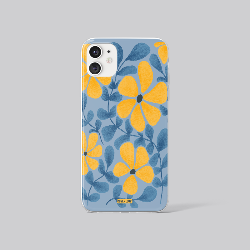 Cover It Up Blue Floral Aesthetic Clear Silicone Case