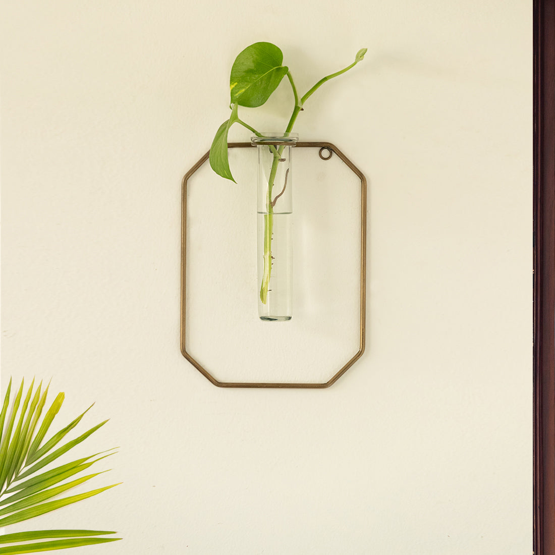 EXCLUSIVELANE 'Glass Garden' Test Tube Wall Planter/Vase (9 Inch, Golden)
