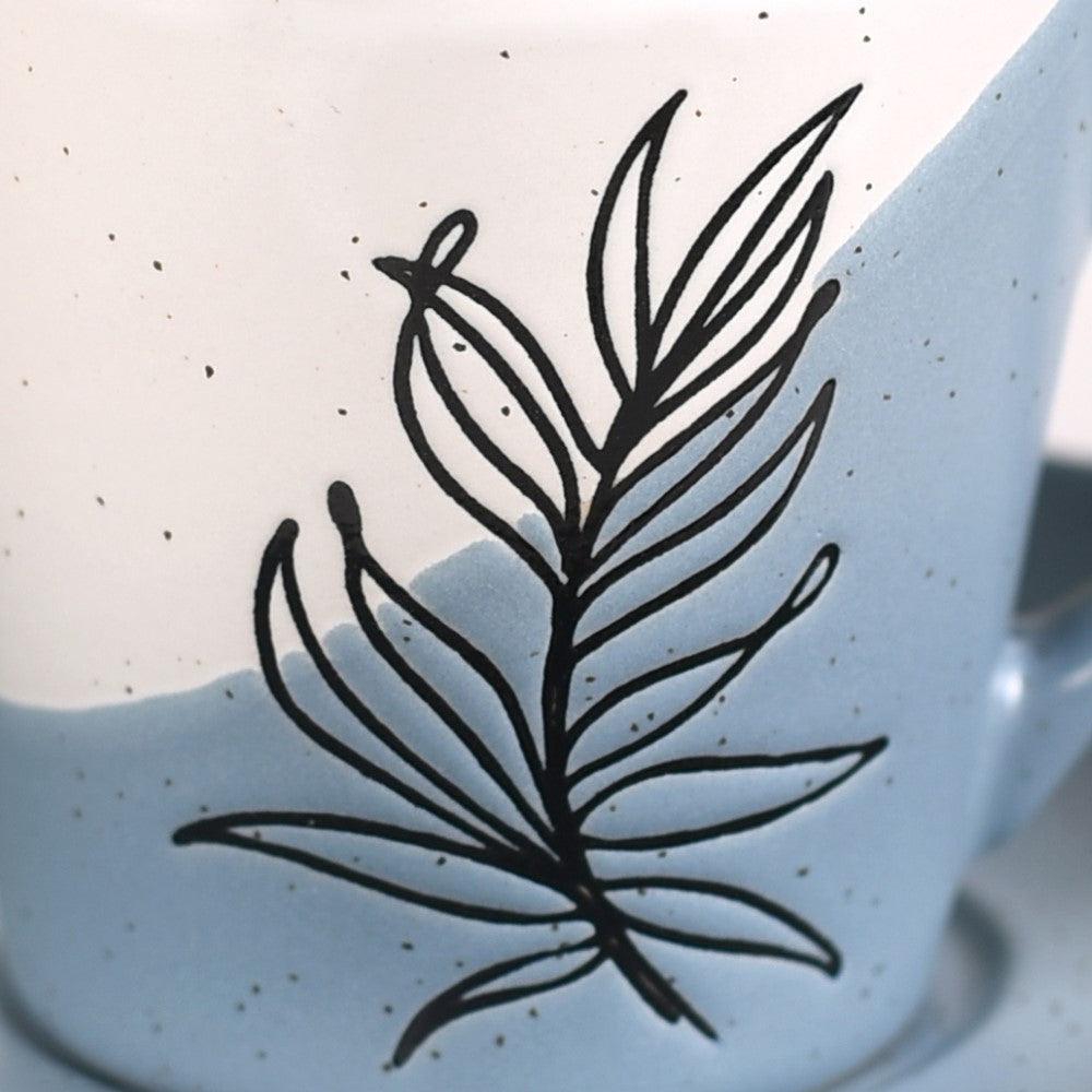 Nestasia Serene Tropics Ceramic Tea Cup And Saucer Set Of 4 Blue 225ml - view 7