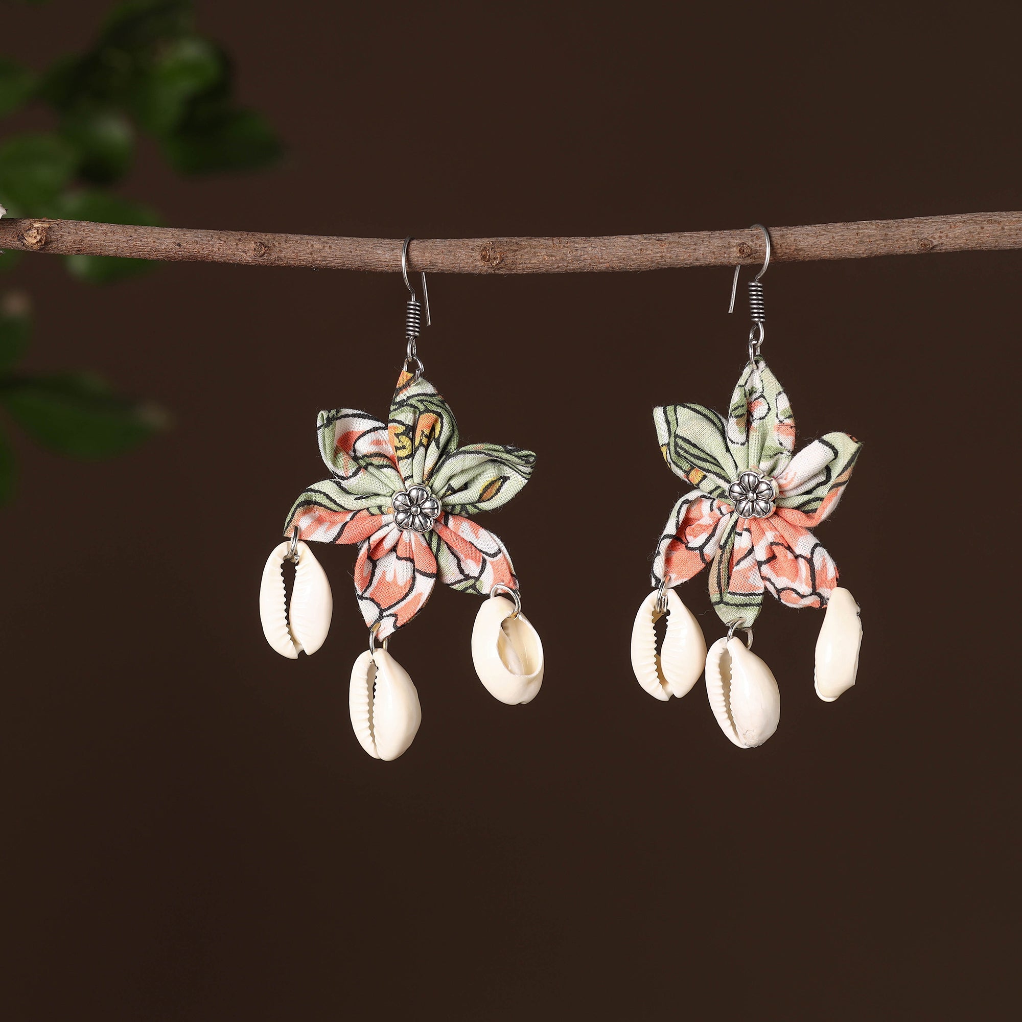 JALPARI Sonam Fabart Phool Kali Shell Earrings