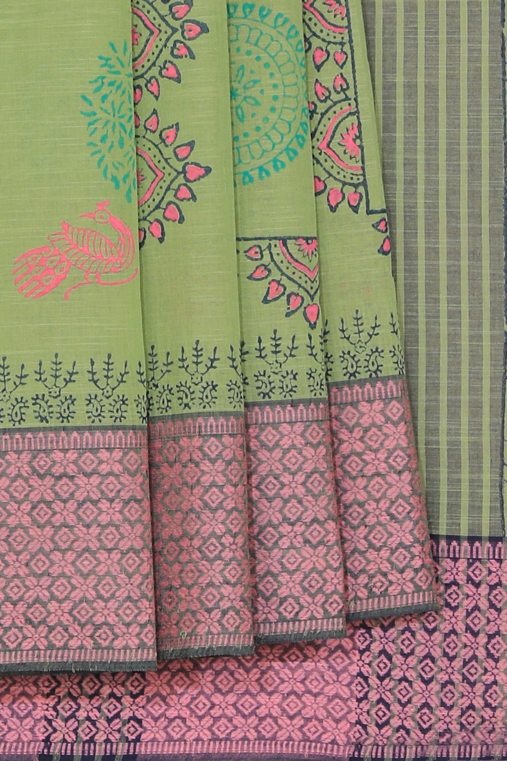 Kalanjali Ethnics Hand block printed cotton saree - view 2