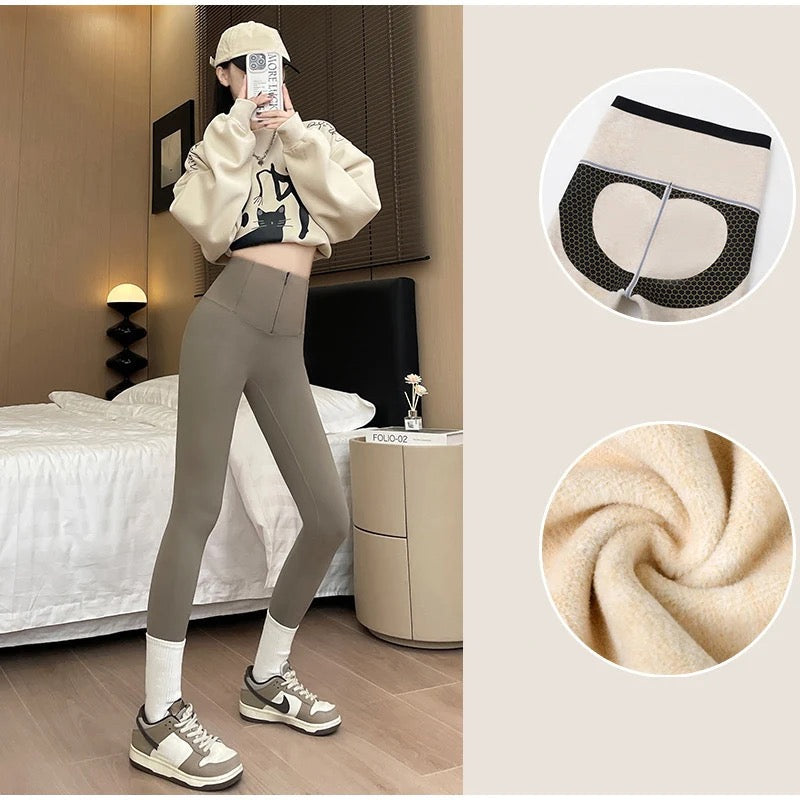 Alamode By Akanksha Martha Slimming Premium Fleece Leggings with Buttons - view 5
