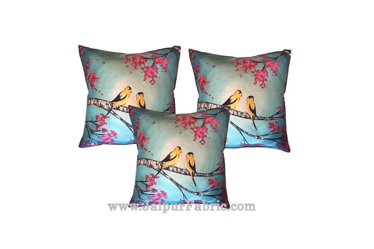 JaipurFabric® Jute Cushion Cover Digital Love Birds - view 2
