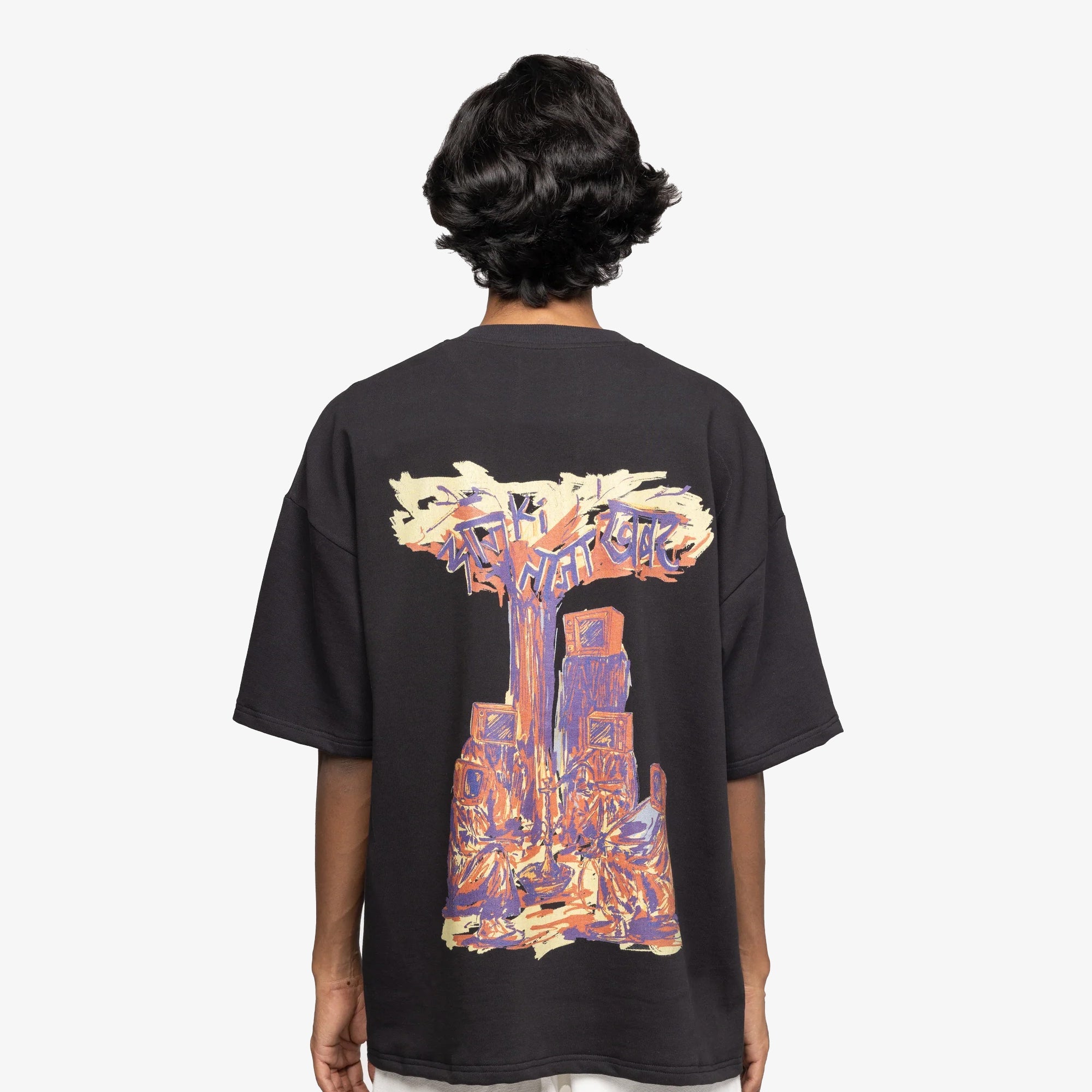 F A R A K | Taaza Khabar T-shirt { Black/black - view 2