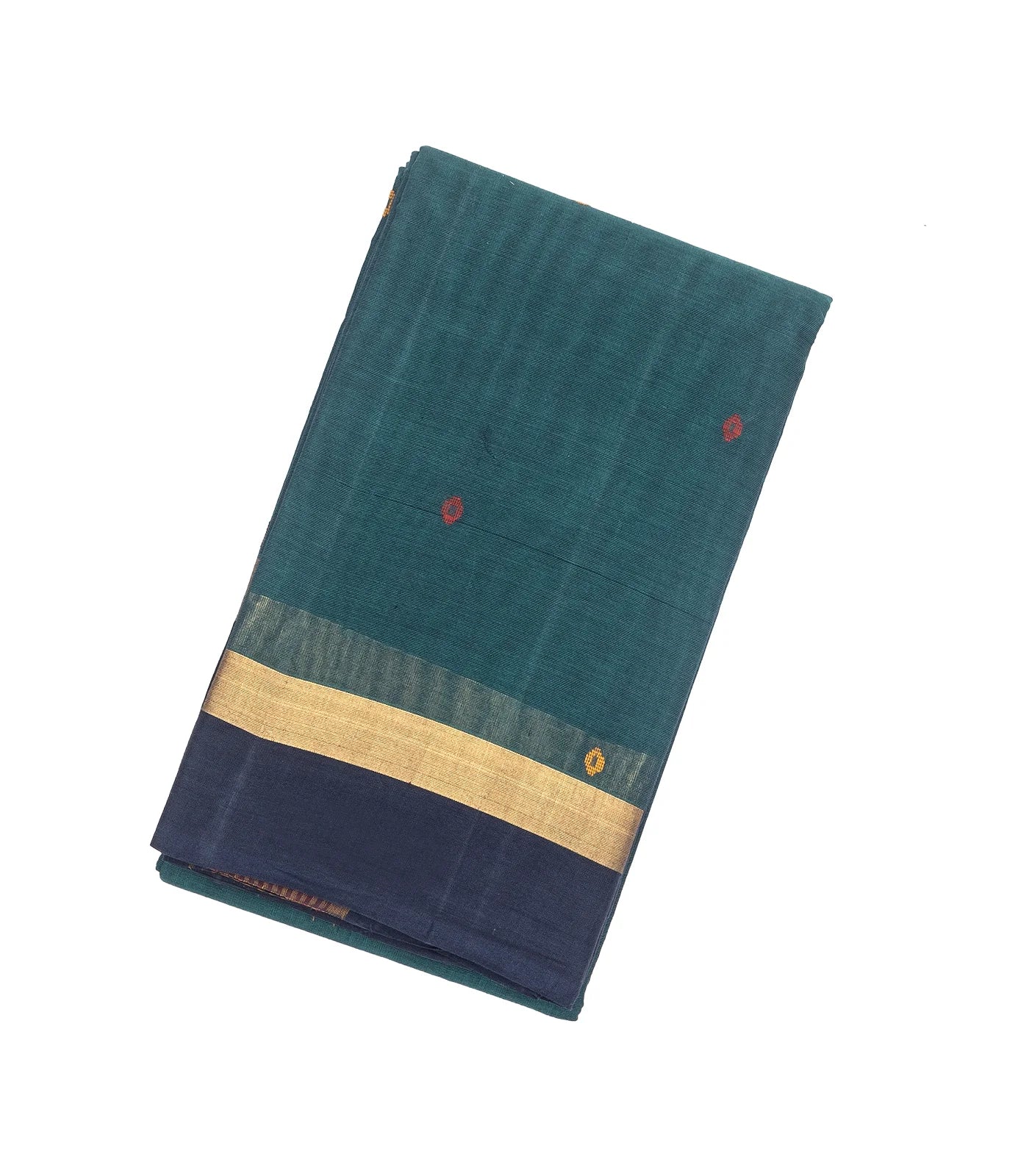 RmKV Blue Handloom Village Cotton Saree With Coin Buttas