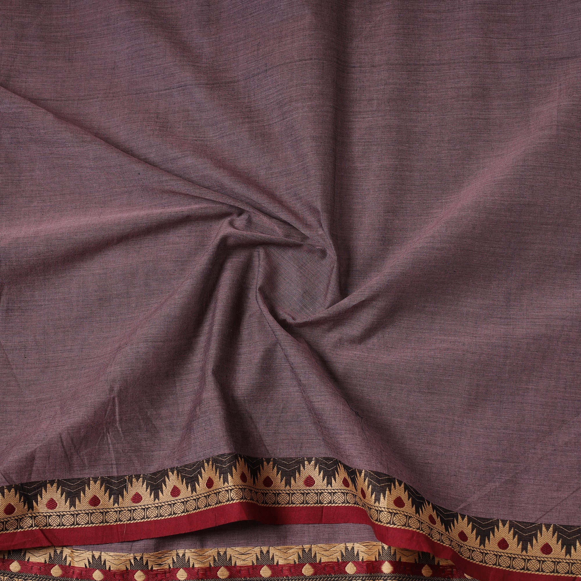 SOUTH KARGHA Brown - Kanchipuram Cotton Fabric with Zari Border - view 4