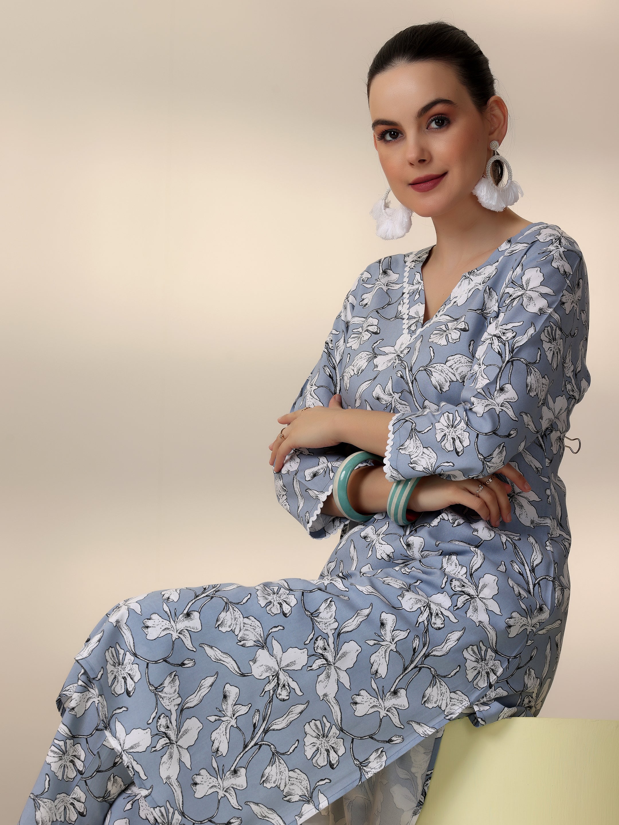 Libas Grey Printed Rayon Co-Ords - view 6