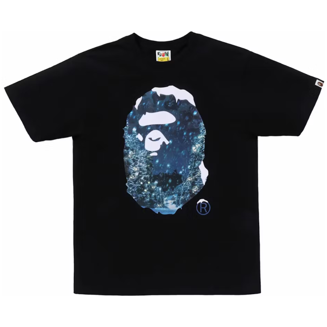 BAPE Christmas Photo Ape Head Tee Black