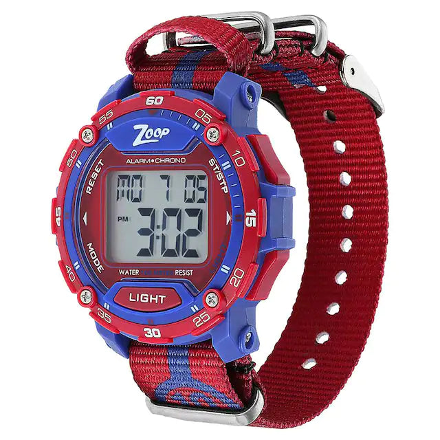 Zoop Digital Jersey Blue Bezel Nylon Strap – Grey
