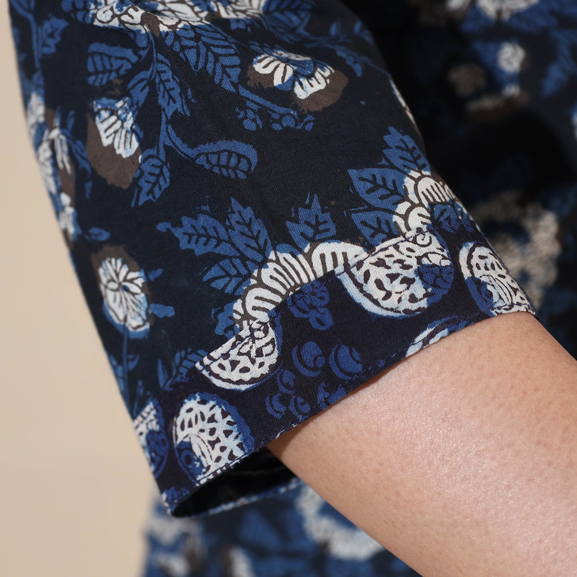 ITOKRI CASUALS Blue - Bagru Hand Block Printed Cotton Long Kurta - view 6