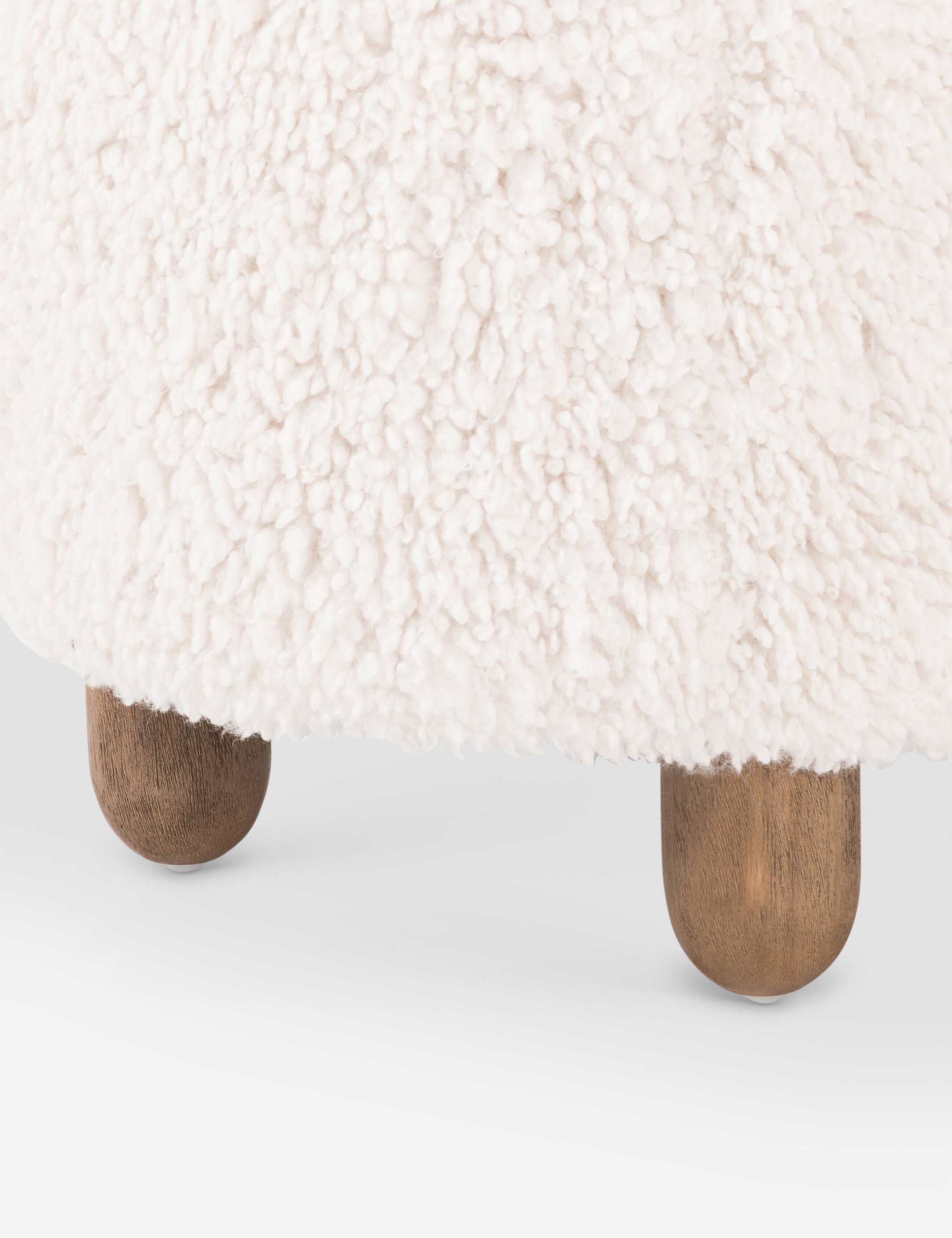 Lulu and Georgia Genevieve Round Ottoman – Ivory Sheepskin - view 5