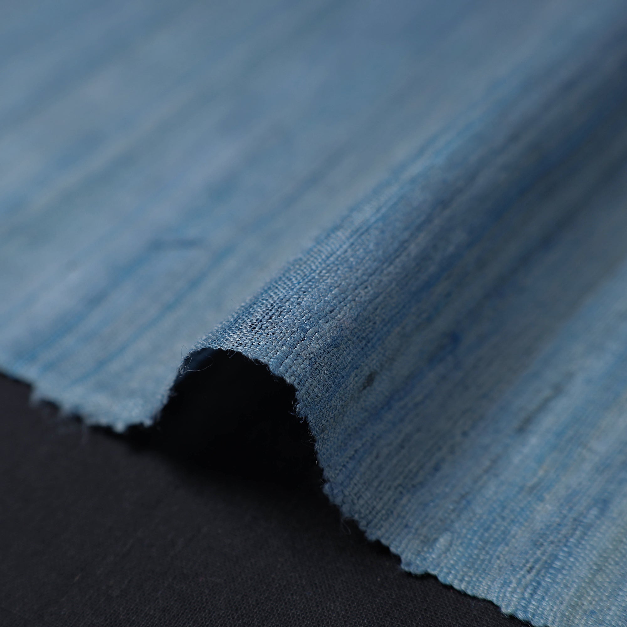 ITOKRI CRAFTS INITIATIVE Blue - Bhagalpuri Handwoven Pure Desi Tussar Silk Fabric 11 - view 3