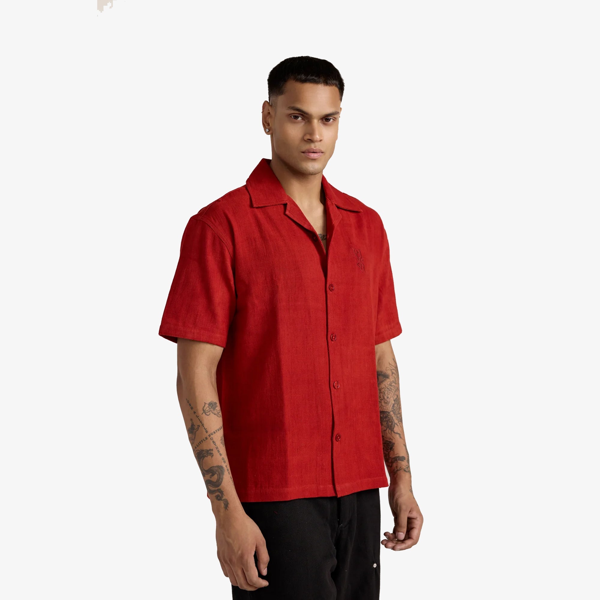 F A R A K | Basics Red Bagru Shirt { Red - view 2