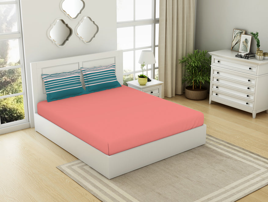 Spaces India Solid/Geometric Corl/Sprkgvilt 100% Cotton King Size Bedsheet - Gypsy By Spaces - view 2
