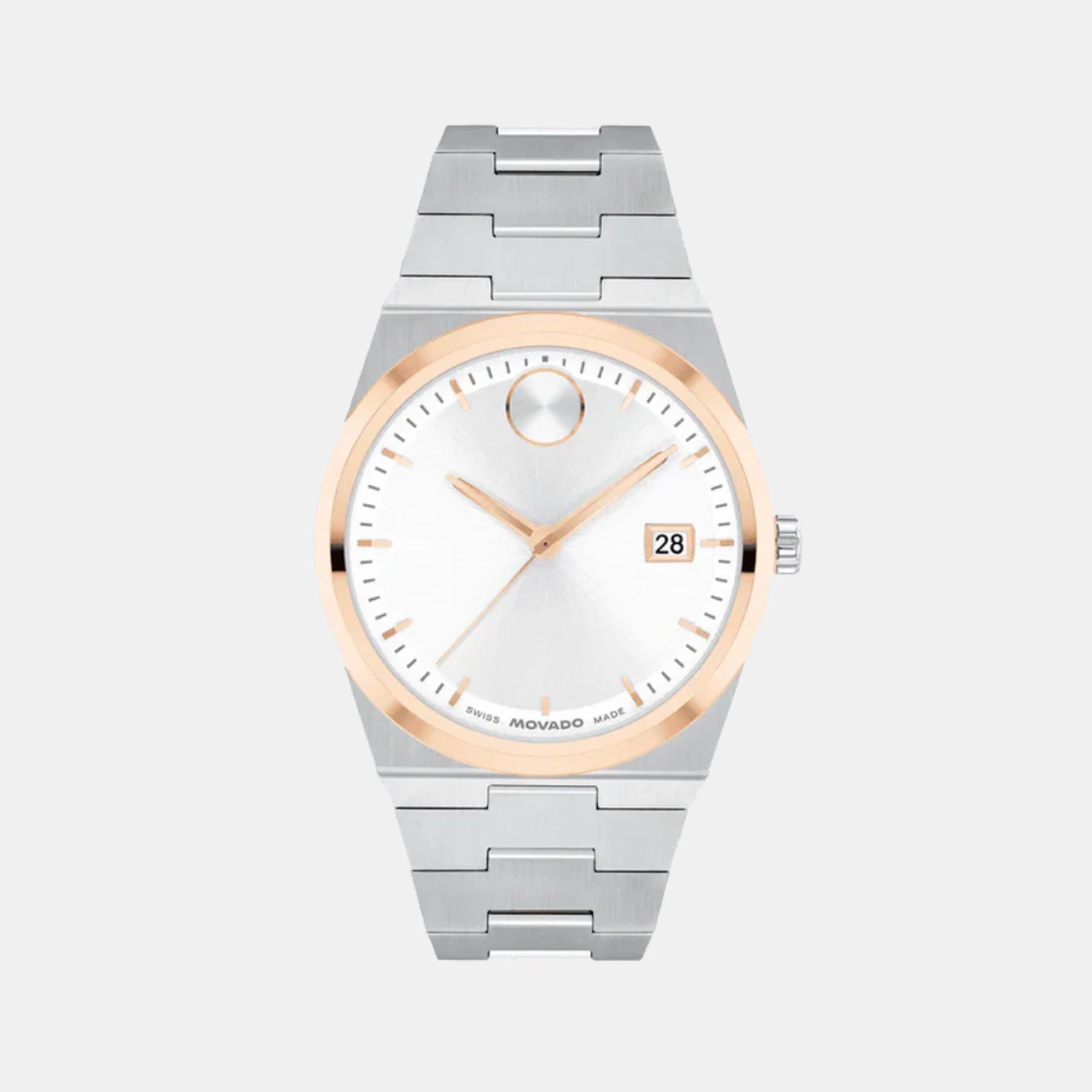 Movado Bold Men Quartz White Dial Analog Stainless Steel Watch 3600972