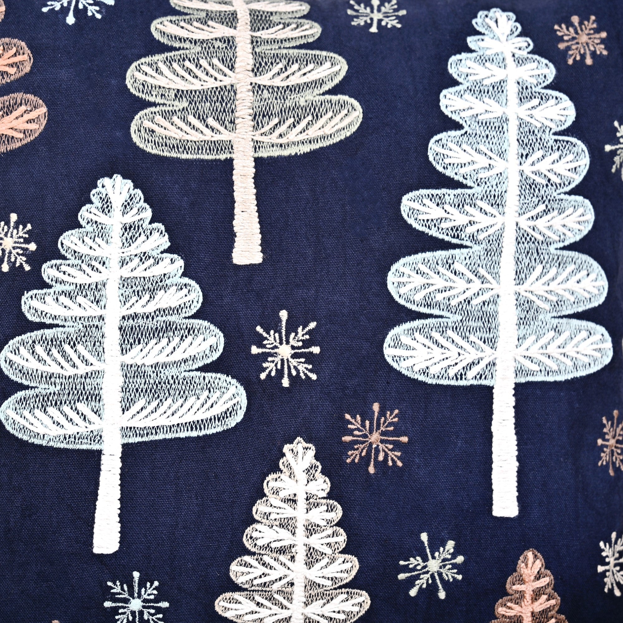 Nestasia Festive Forest Dark Blue Embroidered Cushion Cover 40x40cm - view 3