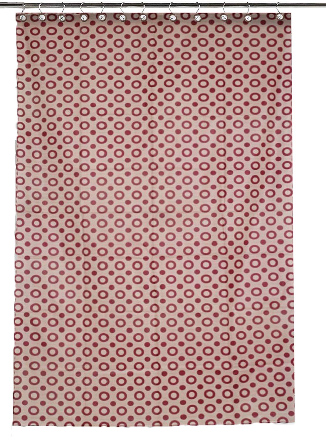 Kuber Industries CTKTC33751 Circle Design Waterproof PVC Shower Curtain with 8 Hooks (Pink, 54 inch x 84 inch)