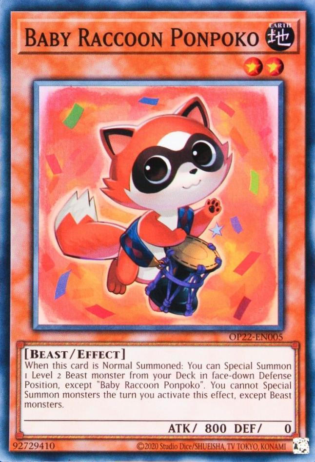 Yu-Gi-Oh! Baby Raccoon Ponpoko - OP22-EN005 - Super Rare - Unlimited