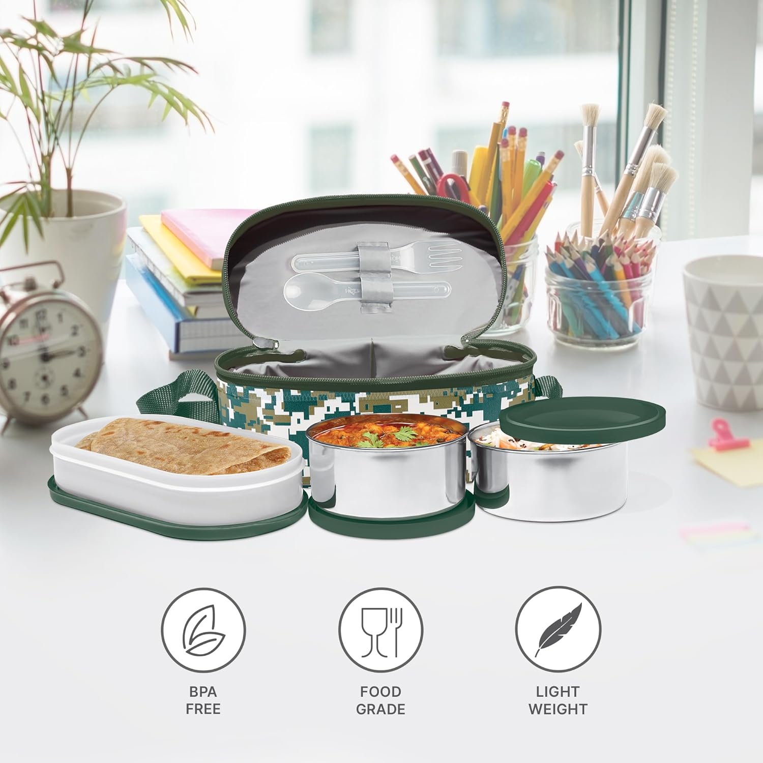 Milton Stainless Steel Executive Lunch Insulated Tiffin | 3 Stainless Steel Containers - view 3