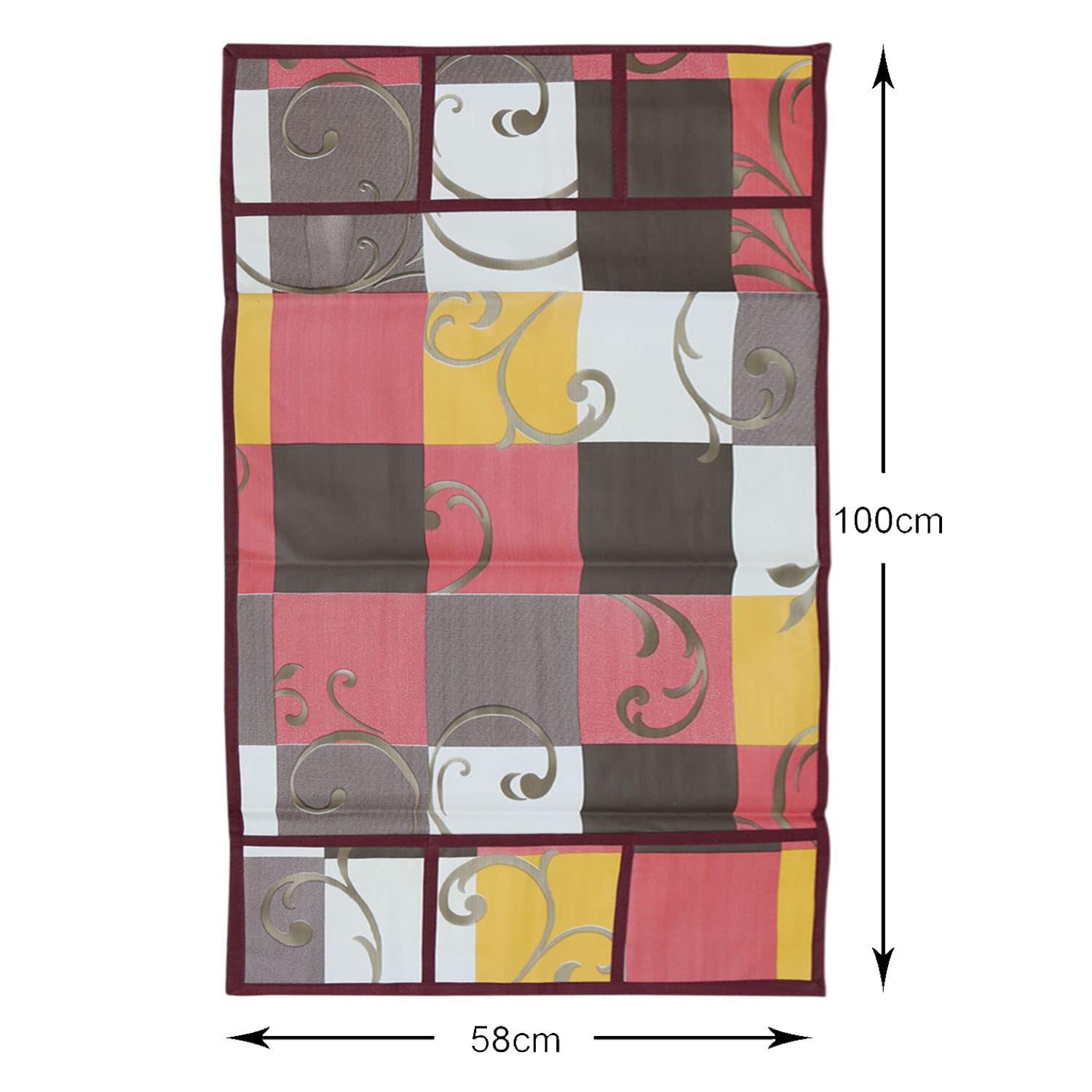Heart Home Multicheck Printed PVC Fridge Top Cover, Protect for Scratches, Wear & Tear and Dust with 6 Utility Side Pockets (Multicolor) - view 6