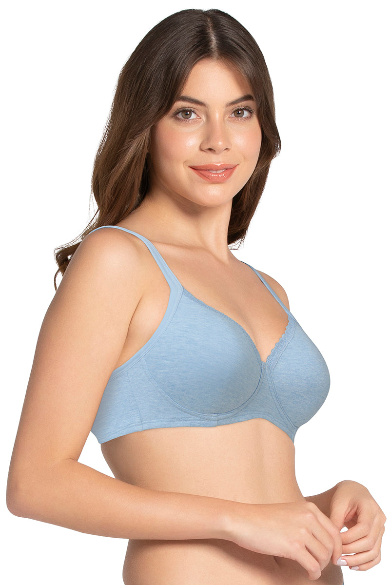 Amante Cotton Casual Padded Non-wired T-shirt Bra - Soft Chambray Marl - view 3